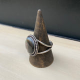Black Mother of Pearl Ring with Moon and Magic
