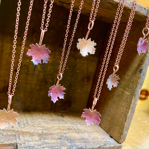 Artisan Jewelry | Bridal Jewelry - Necklace | Fallen Copper Maple Leaf Necklace | Bridal Jewelry - Necklace