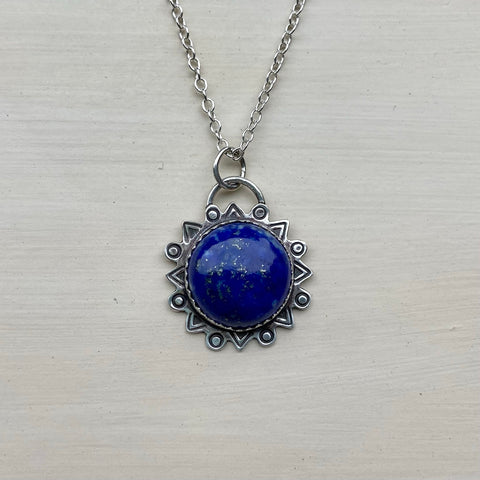 Lapis Lazuli Stamped Necklace