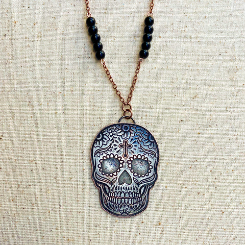 Sugar Skull Copper Necklace