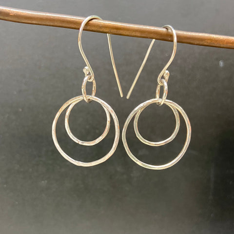 Sterling Silver Double Circle Earrings