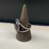 Black Mother of Pearl Ring with Moon