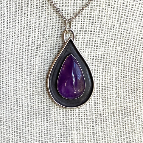 Amethyst Teardrop Shadowbox Necklace