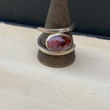 Crazy Lace Agate Offset Ring in Red