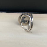 Black Mother of Pearl Ring with Moon