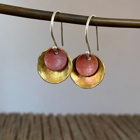 Hammered Copper Disc Earrings