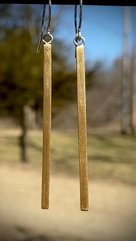 Copper or Golden Brass Bar Earrings