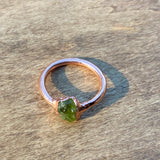 Rough Peridot and Copper Ring