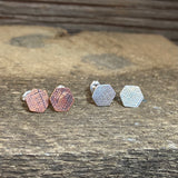 Hexagon Textured Stud Earrings