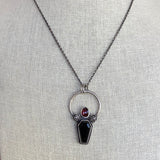 Black Onyx Coffin Rose Necklace