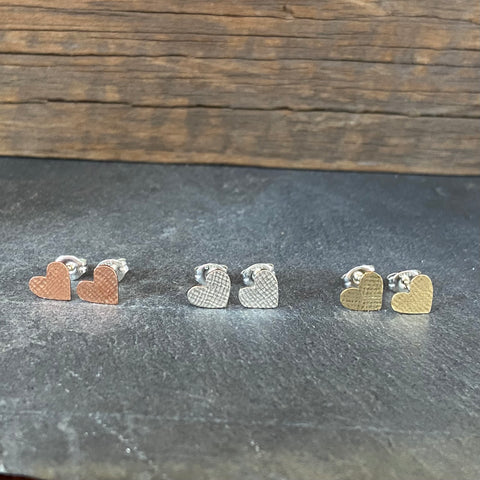 Textured Heart Stud Earrings