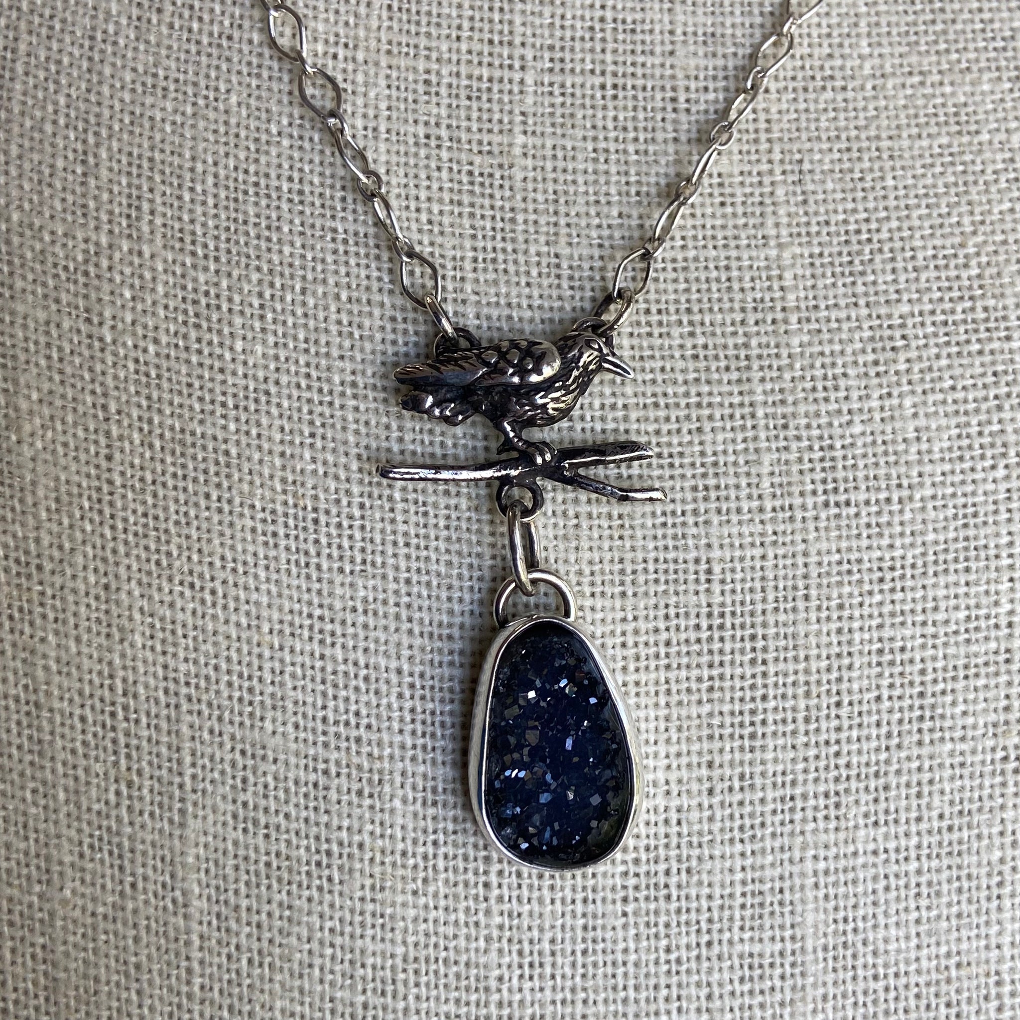 Raven with Druzy Quartz Necklace – Quirky-Squirrel