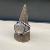 Black Mother of Pearl Ring with Moon and Magic