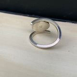 Crazy Lace Agate Offset Ring in Whites with Red